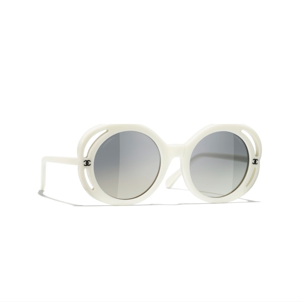 Chanel white round sunglasses Chanel logo 71582A s1255 3N - Picture 7 of 16